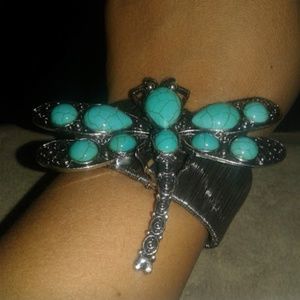 Beautiful Antique Silver  Dragonfly Bracelet